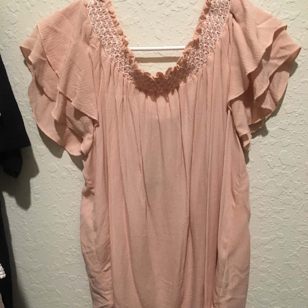 pink off the shoulder shirt